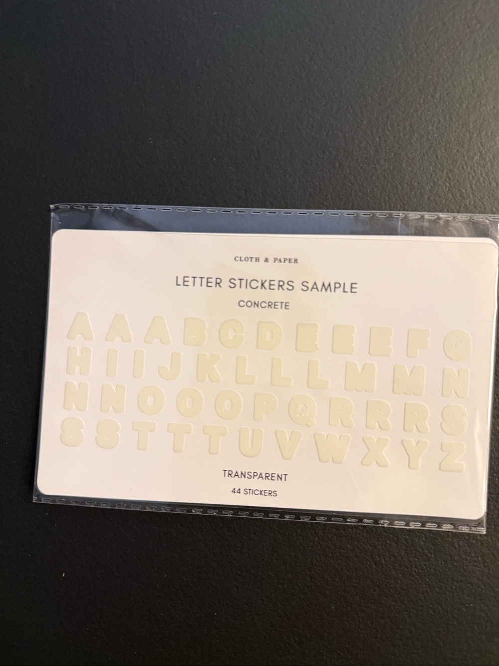 Cloth & Paper Concrete Letter Stickers Sample -  Cream 2 packs (44 each)